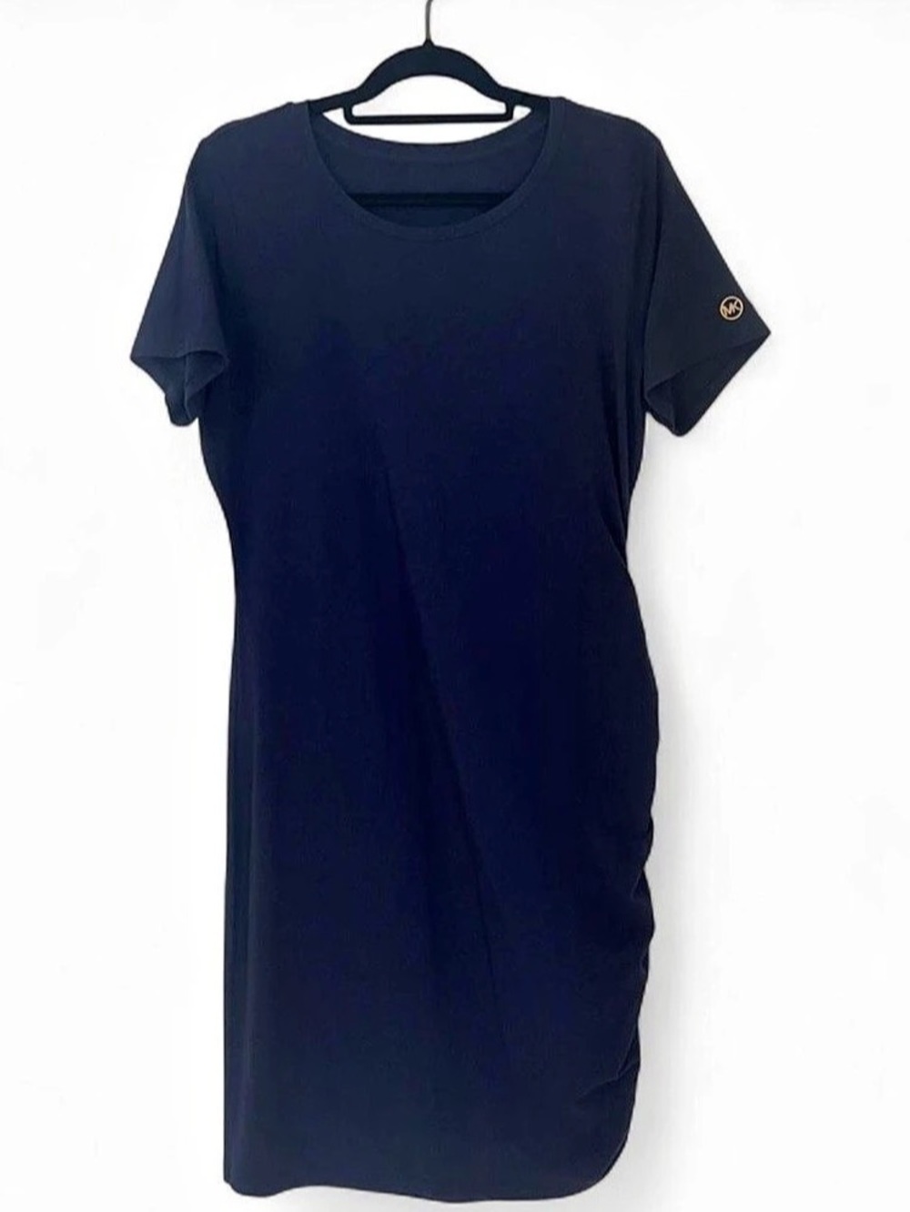 Michael Kors Ruched Midi Dress in Navy